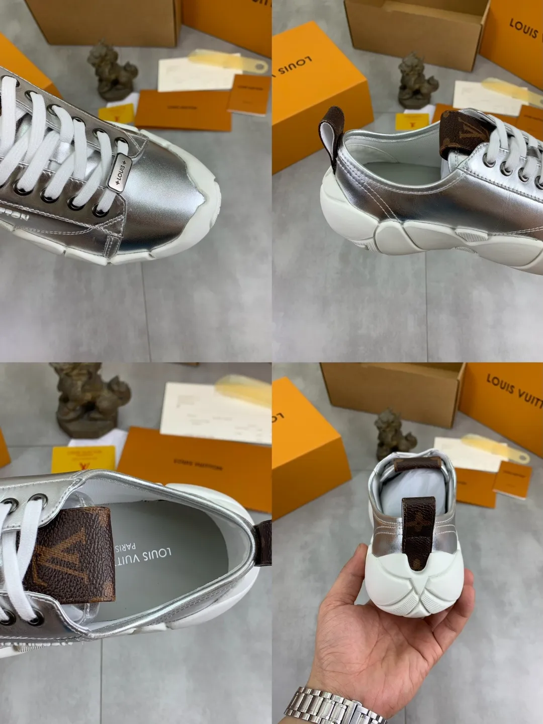 Men's men's shoes 💰P600 new style super hot 🔥 LV Bubble Bubble cloud shoes new casual sports shoes All stars have the same style. It's really good-looking and has a sense of technology and luxury. The shoe shape is smooth and not bulky, and small girls can easily handle it. TPU injection molded rice flower outsole, leather lining with breathable space mesh, molded cowhide feet, calfskin surface Code number: 35-40 (customized for 41 42) Color: black white silver